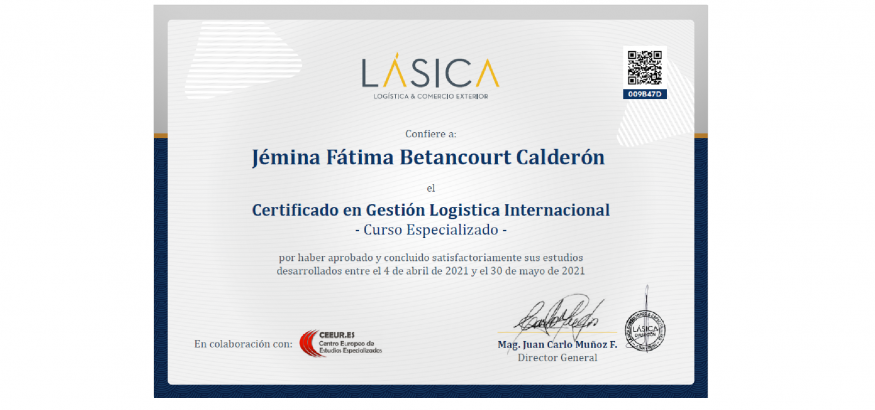 Certificado Gestión Logística Integral